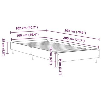 Bedframe zonder matras 100x200 cm spaanplaat bruin eikenkleurig