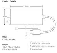 Club 3D CSV-1430 USB 3.0 3-poorts hub met Gigabit Ethernet zwart - thumbnail