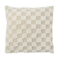 Kussen geblokt teddy - beige - 45x45 cm - thumbnail