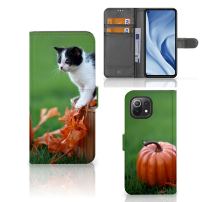 Xiaomi 11 Lite 5G NE | Mi 11 Lite | Telefoonhoesje | Met pasjeshouder | Kitten