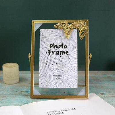 2 PCS Metal Glass Photo Frame Plant Specimen Holder Grootte: 6 Inch (Butterfly)