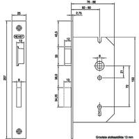 Nemef Klavierslot DIN rechts 66/2 doornmaat 50 SL72 mm - thumbnail