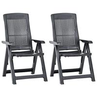 Tuinstoelen 2 st verstelbaar kunststof antracietkleurig - thumbnail