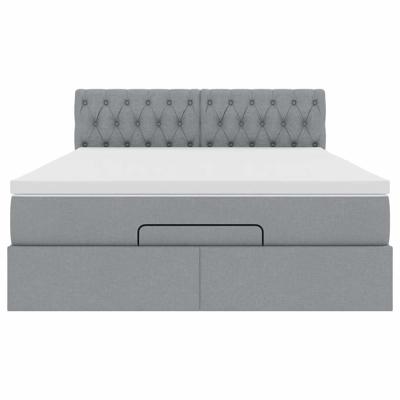 Ottoman bed met matras 140x200cm stof lichtgrijs