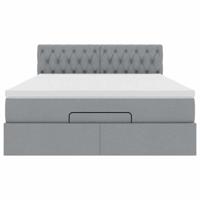 Ottoman bed met matras 140x200cm stof lichtgrijs - thumbnail