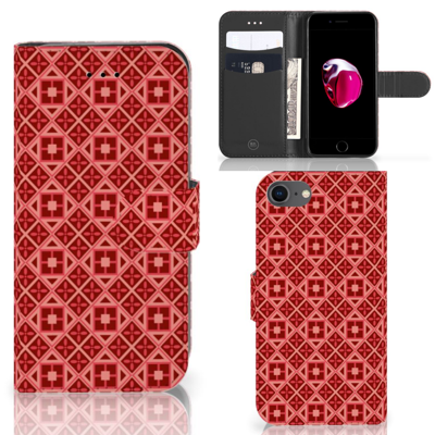 iPhone 7 | 8 | SE (2020) | SE (2022) | Telefoon Hoesje | Batik Rood | Portemonnee hoesje