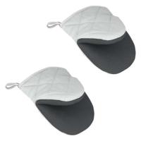 Metaltex katoenen ovenhandschoenen 14x14 cm grijs/wit 2 stuks - thumbnail