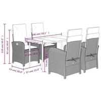 5-delige Tuinset met kussens poly rattan lichtgrijs - thumbnail