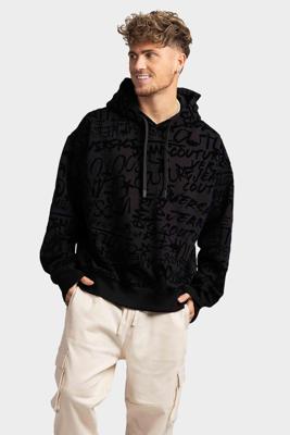 Versace Jeans Couture Graffiti Print Hoodie Heren Zwart - Maat S - Kleur: Zwart | Soccerfanshop
