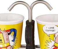 Italiaanse koffiezetset + 2 kopjes - BIALETTI - Mini-express LICHTENSTEIN - 100 ml - Roestvrij staal / Geel - thumbnail