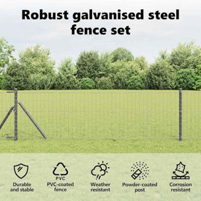 VidaXL Hek met paal grijs 0,8 x 25 m staal en pvc VidaXL Hek met paal grijs 0,8 x 25 m staal en pvc