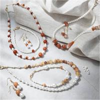 Creativ Company Hobbyset sieraden, beige, burnt orange, wit parelmoer, 1 doos - thumbnail