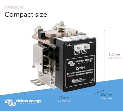 Victron Energy Cyrix-i 24/48V 400A Relais Nominale spanning: 24 V, 48 V Schakelstroom (max.): 400 A 1 stuk(s) Victron Energy Cyrix-i 24/48V 400A Relais Nominale spanning: 24 V, 48 V Schakelstroom (max.): 400 A 1 stuk(s)