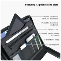 Schrijfmap DESQ A4 met rits kunstleder ringmechaniek zwart - thumbnail