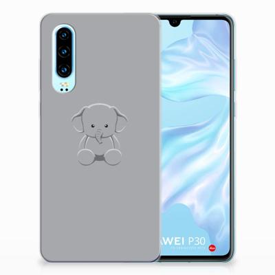 Huawei P30 Telefoonhoesje met Naam Grijs Baby Olifant Huawei P30 Telefoonhoesje met Naam Grijs Baby Olifant