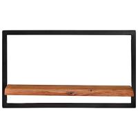 Wandschappen 2 st 60x25x35 cm massief acaciahout en staal - thumbnail