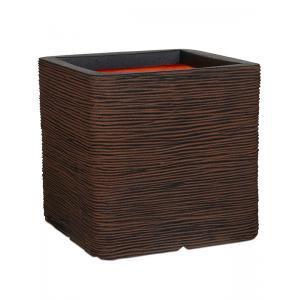 Capi Nature Rib NL 40x40x40cm vierkante plantenbak donkerbruin Capi Nature Rib NL 40x40x40cm vierkante plantenbak donkerbruin