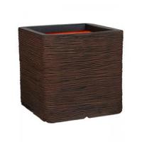 Capi Nature Rib NL 40x40x40cm vierkante plantenbak donkerbruin - thumbnail