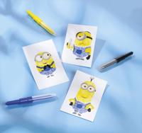 Minions sjabloon-set met blaaspennen 24,5 cm karton geel 8-delig - thumbnail