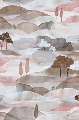 Noordwand Behang met getekend landschap - 35786