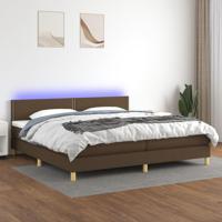 Boxspring met matras en LED stof donkerbruin 200x200 cm - thumbnail