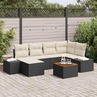 Tuinbankenset met kussen 7 pcs Zwart poly rattan - thumbnail