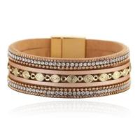 DEJA Statement Armband goudkleurig met ovale schakels in lichtbruin - thumbnail
