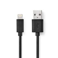 Nedis Lightning Kabel | USB 2.0 | Apple Lightning 8-Pins | USB-A Male | 480 Mbps | Vernikkeld | 1.00 m | Rond | PVC | Zwart | Label - CCGL39300BK10 - thumbnail