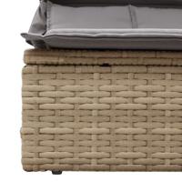 Ligbed 2-persoons met luifel en kussens poly rattan beige - thumbnail