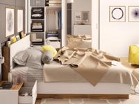 Bed DENIZE 140x200 cm wit/ eik stirling met LED - thumbnail