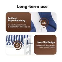 Tuinbankkussens 2 st gestreept 100x50x7 cm stof wit en blauw - thumbnail