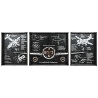 Muurklok Home ESPRIT Gouden Zilverkleurig Metaal Vliegtuig Vintage 175 x 21 x 64 cm - thumbnail