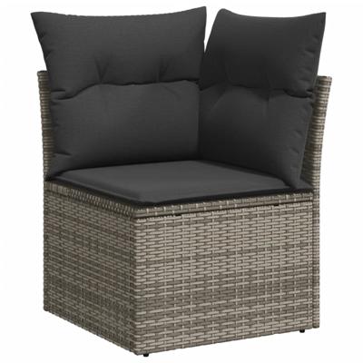 7-delige Loungeset met kussens poly rattan grijs - thumbnail