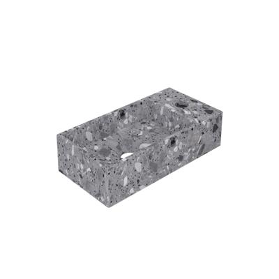 Fontein INK Versus 36x18x9cm Composiet Rechts Met Kraangat Mat Grijs Terrazzo Fontein INK Versus 36x18x9cm Composiet Rechts Met Kraangat Mat Grijs Terrazzo