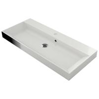 Wastafel Gliss Design Lako 120 cm 2 Kraangaten Mat Wit - thumbnail