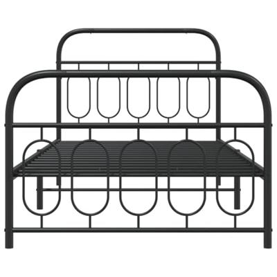 Bedframe met hoofd- en voeteneinde metaal zwart 107x203 cm