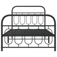Bedframe met hoofd- en voeteneinde metaal zwart 107x203 cm - thumbnail