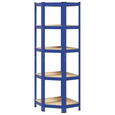 VidaXL Hoekrek 5-laags staal en bewerkt hout blauw