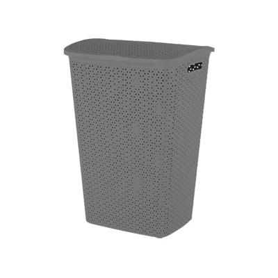 Wasmand Rotan Met Deksel Grijs 55 Liter - Wasmanden