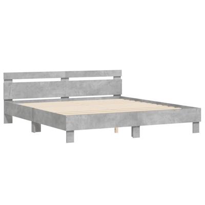 Bedframe met hoofdeinde bewerkt hout betongrijs 180x200 cm