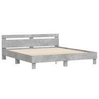 Bedframe met hoofdeinde bewerkt hout betongrijs 180x200 cm - thumbnail