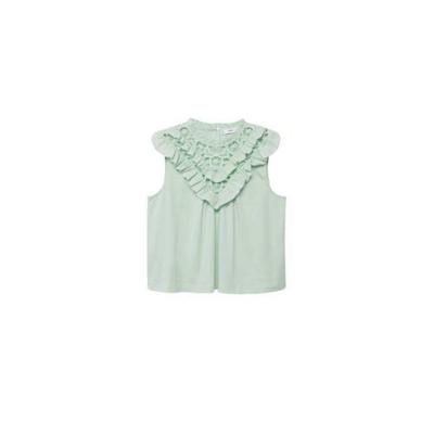 Mango top met open detail en ruches mintgroen Mango top met open detail en ruches mintgroen