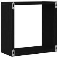 Wandschappen kubus 2 st 30x15x30 cm bewerkt hout zwart eiken - thumbnail
