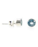 Edelsteen Oorstekers Topaas Blauw Rond - 925 zilver - thumbnail