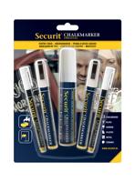 Securit krijtmarker wit, etui met 5 stuks in geassorteerde diktes - thumbnail