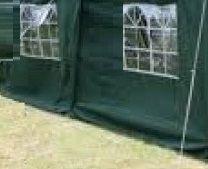 Zijwand Easy Up 5,6 mtr met raam Groen schade met vlekken