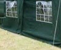 Zijwand Easy Up 5,6 mtr met raam Groen schade met vlekken - thumbnail