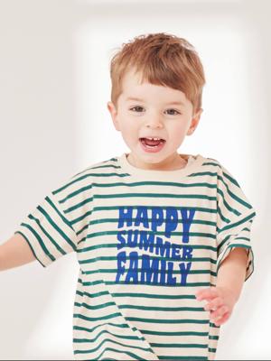 Baby capsule t-shirt zeemansfamilie groen, gestreept