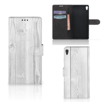 Sony Xperia XA Ultra Book Style Case White Wood - thumbnail
