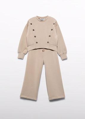 Abel & Lula winter broek-set meisjes - beige - gebreid